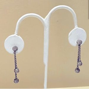 David Yurman Diamond Ball Drop Earrings. Sterling silver and diamond. Authentic